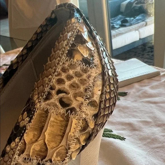 Roberto Botticelli Python Heels with Crystal Bow Tips - Picture 8 of 8